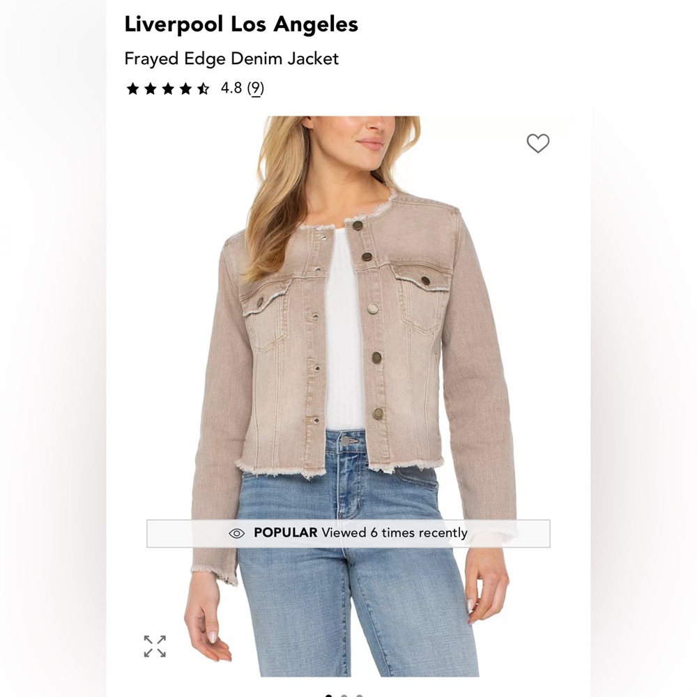 NWT
Liverpool Los Angeles
Frayed Edge Denim Jacket